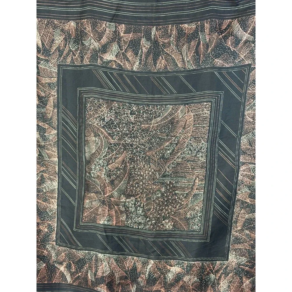 Ladies Scarf 100% Silk Hand Painted & Hand Rolled Brown 31in x 29.5in Abstract
